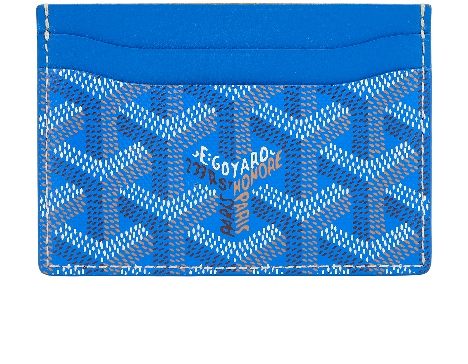 Goyard Saint Sulpice Card Wallet, &pound;295, Accessories, Blue, Canvas/Leather, Back view